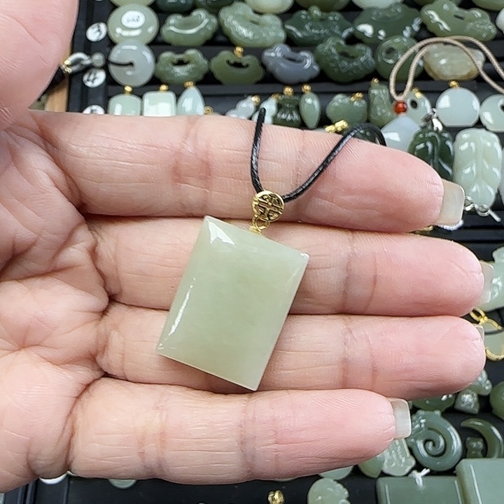 和田玉银S925镶嵌吊坠(不含链)