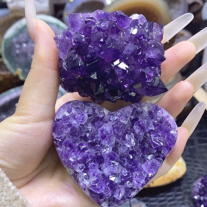未镶嵌珠宝半成品紫晶紫晶摆件