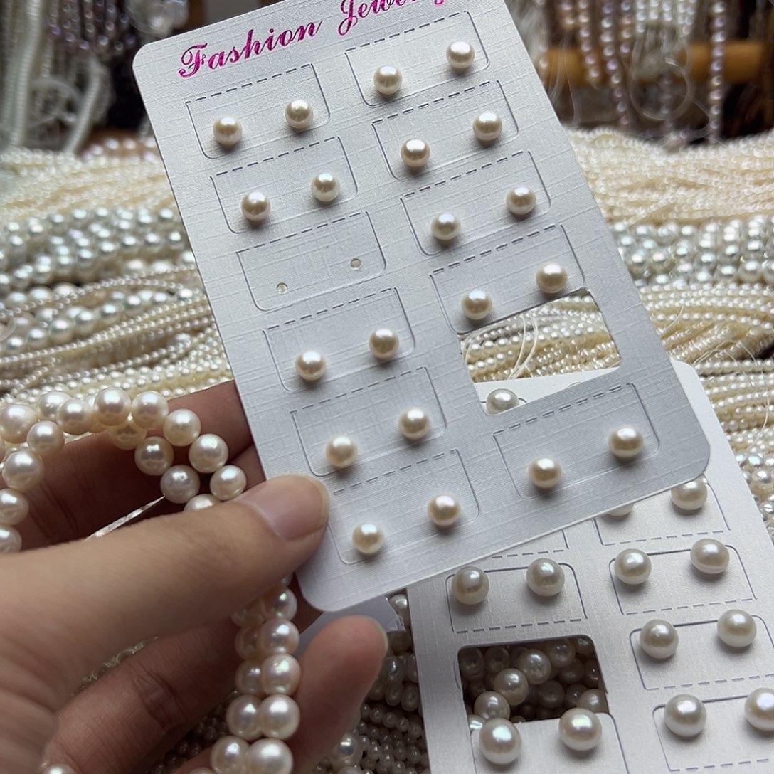 淡水珍珠半成品未镶嵌一对卡5-6不过敏耳钉