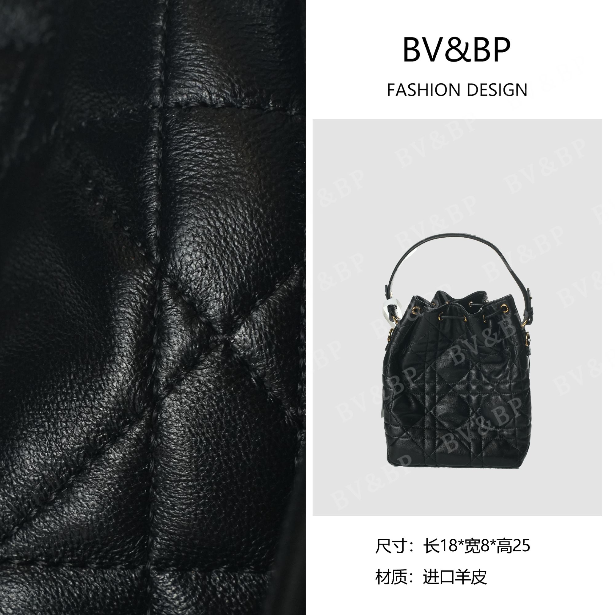 BV&BP· 原创设计 真皮高定手提单肩包  BV5016-大号-黑色