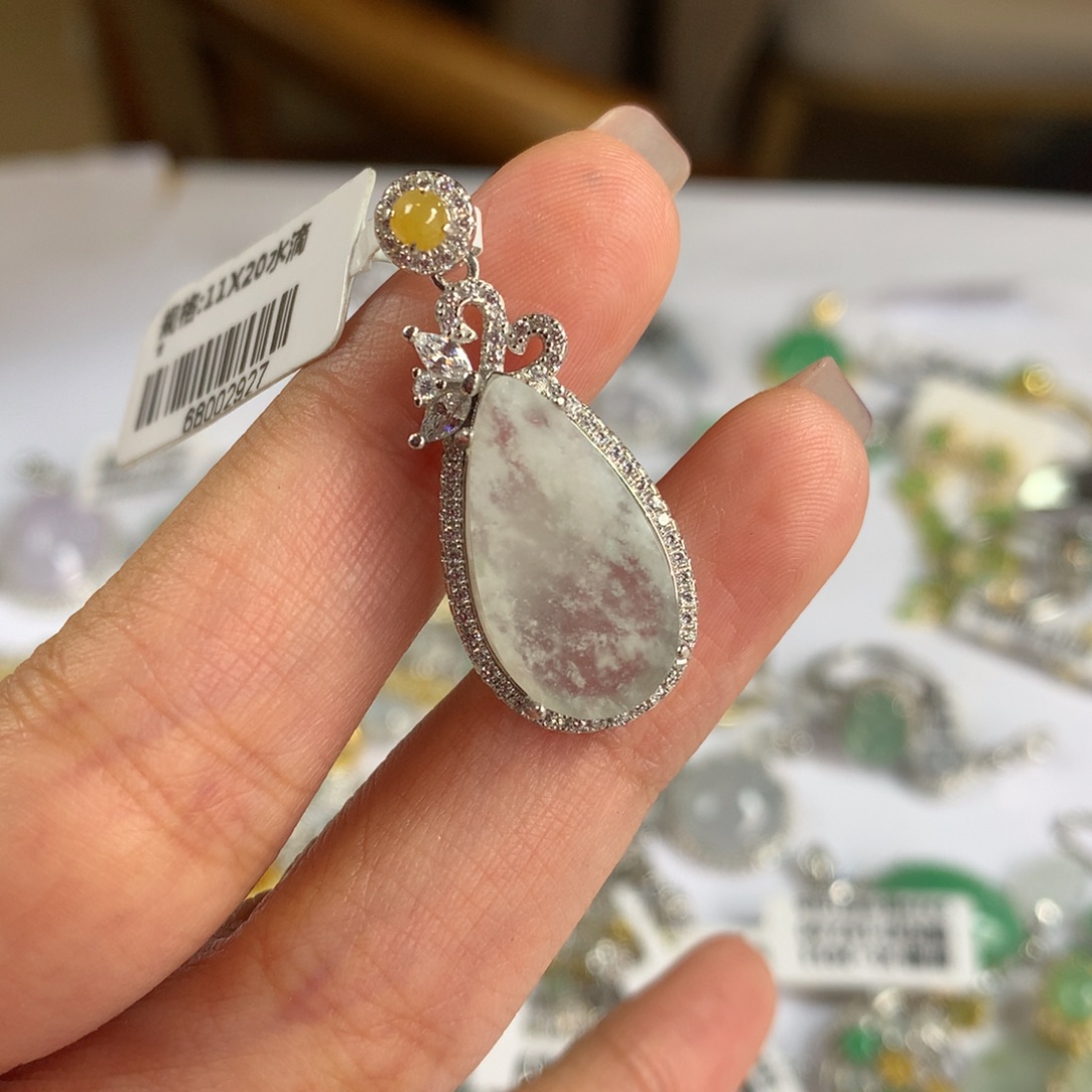 好***～翡翠银S925镶嵌戒指吊坠