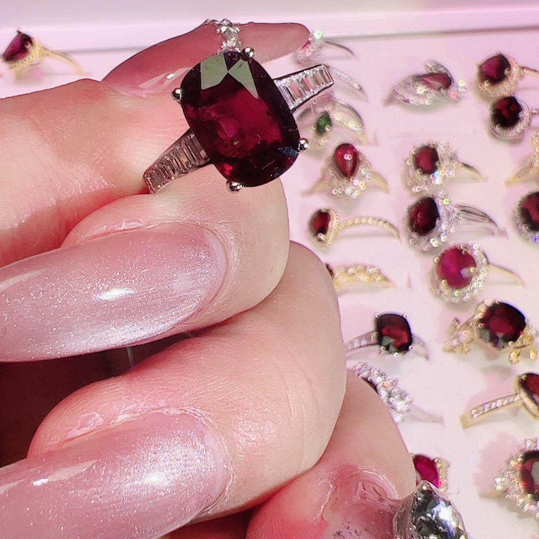 碧玺碧玺戒指银S925镶嵌