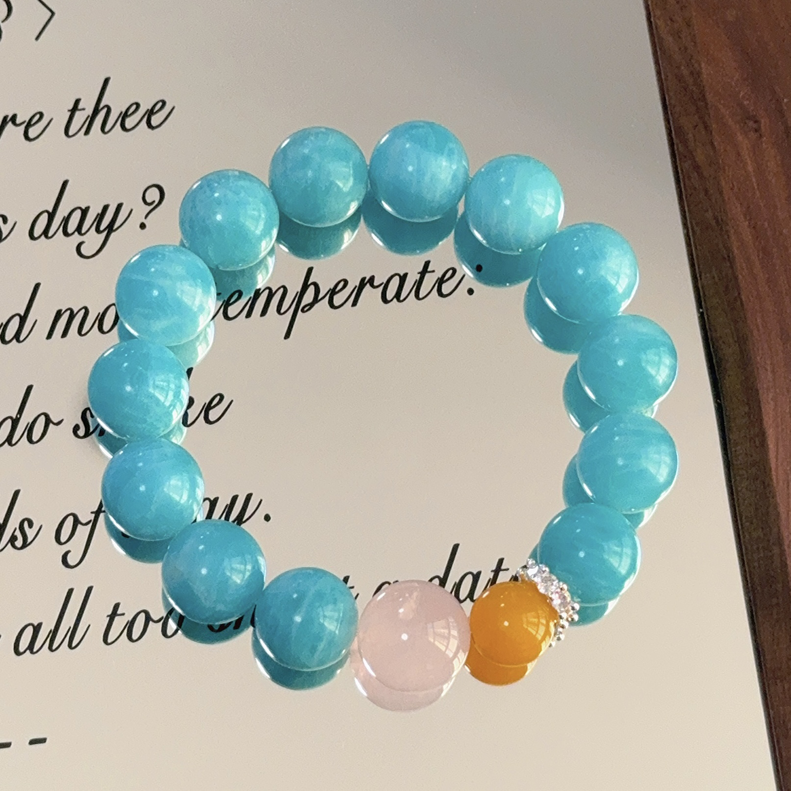 【薄荷曼波】天河石✖️黄玛瑙✖️粉水晶设计款手串