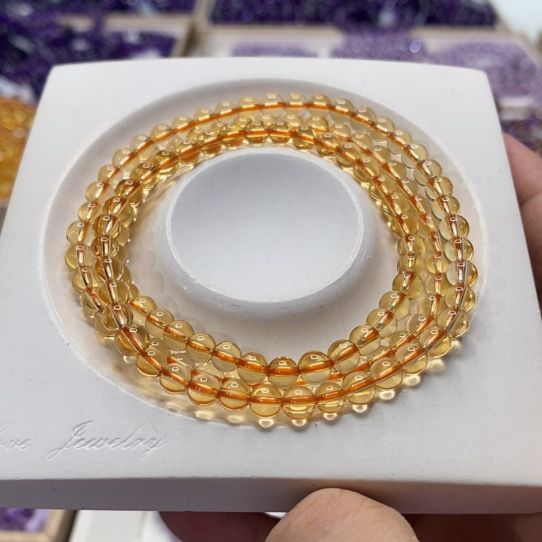 未镶嵌手串黄晶三圈黄水晶