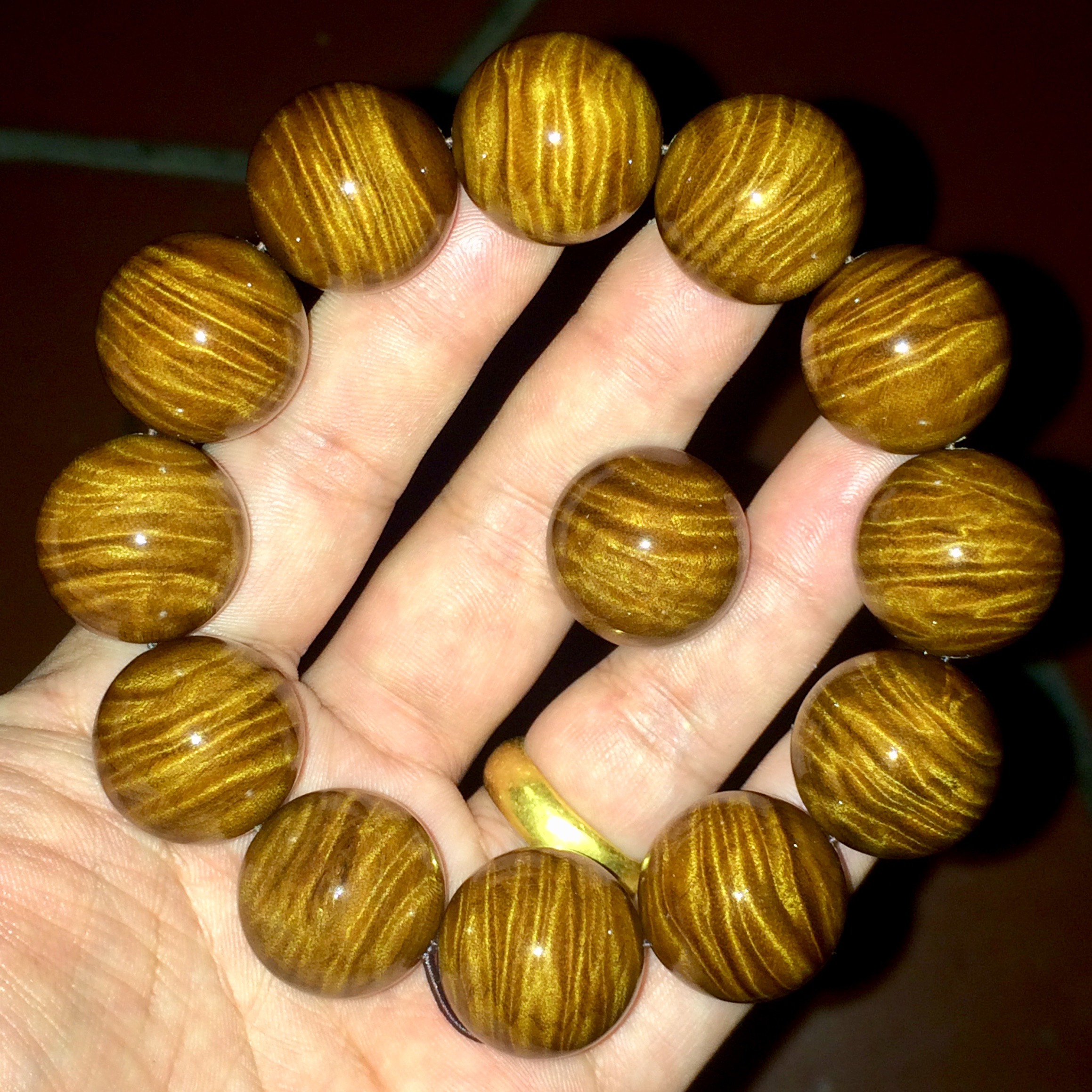 【御木居】金丝楠木满水波满花佛珠手串2.0