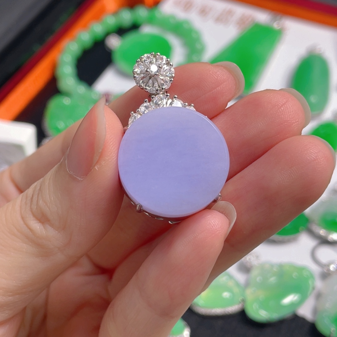 巧***哇翡翠银S925镶嵌吊坠(不含链)