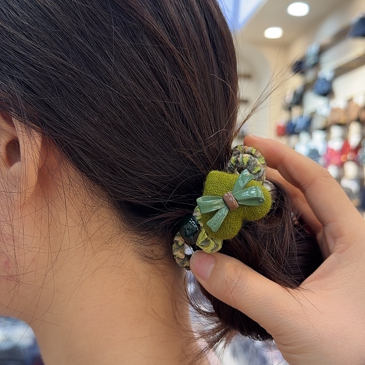 布艺铁合金爱心草绿色电话线-8