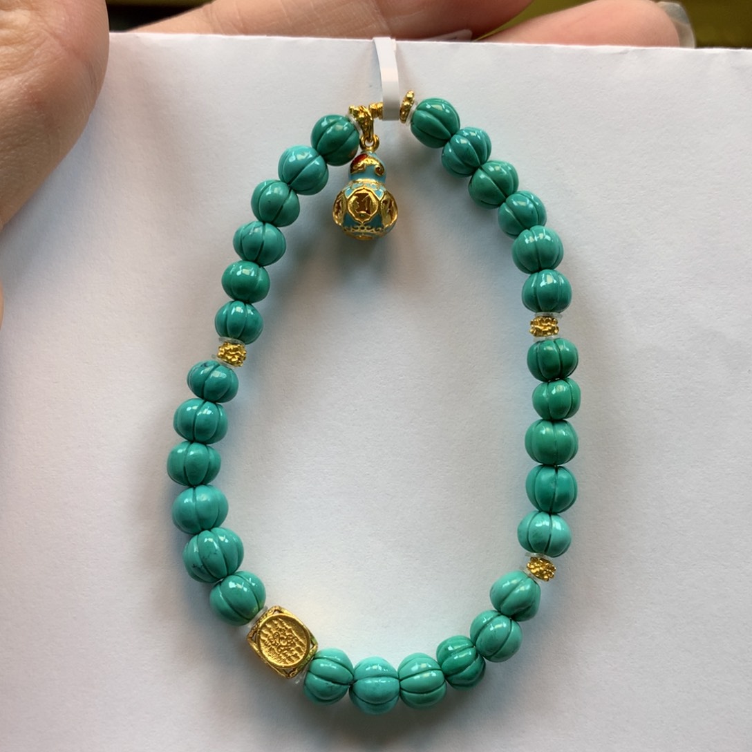 绿松石单圈银S925镶嵌