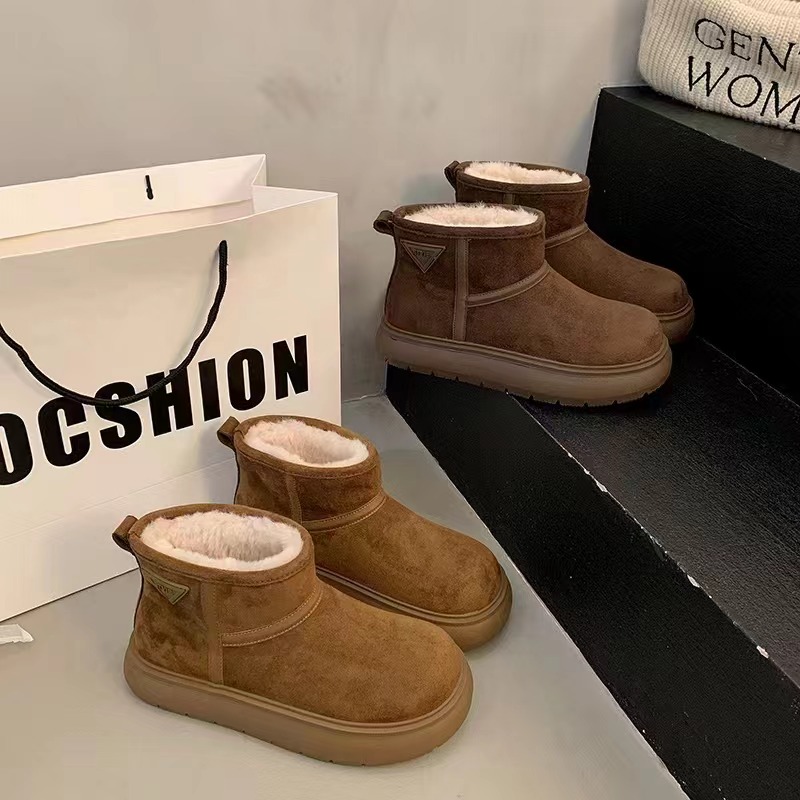 1007新款厚底舒适百搭圆头矮帮雪地靴