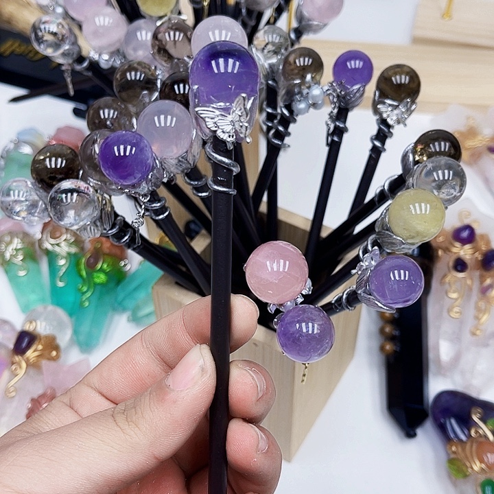 若***离摆件紫晶未镶嵌水晶