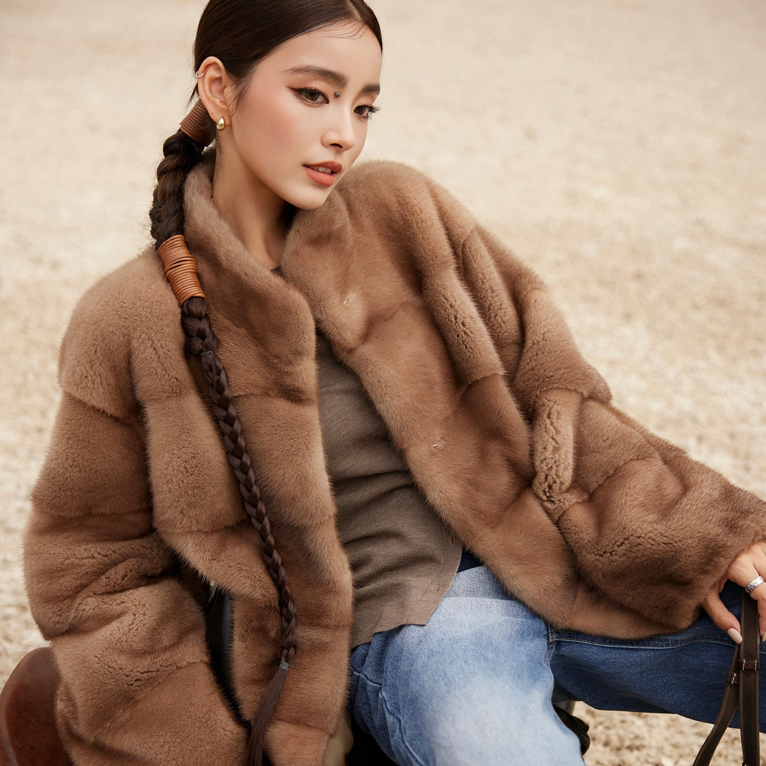 Pastel老钱貂芬兰进口皇冠級天鹅绒原色帕斯条水貂毛