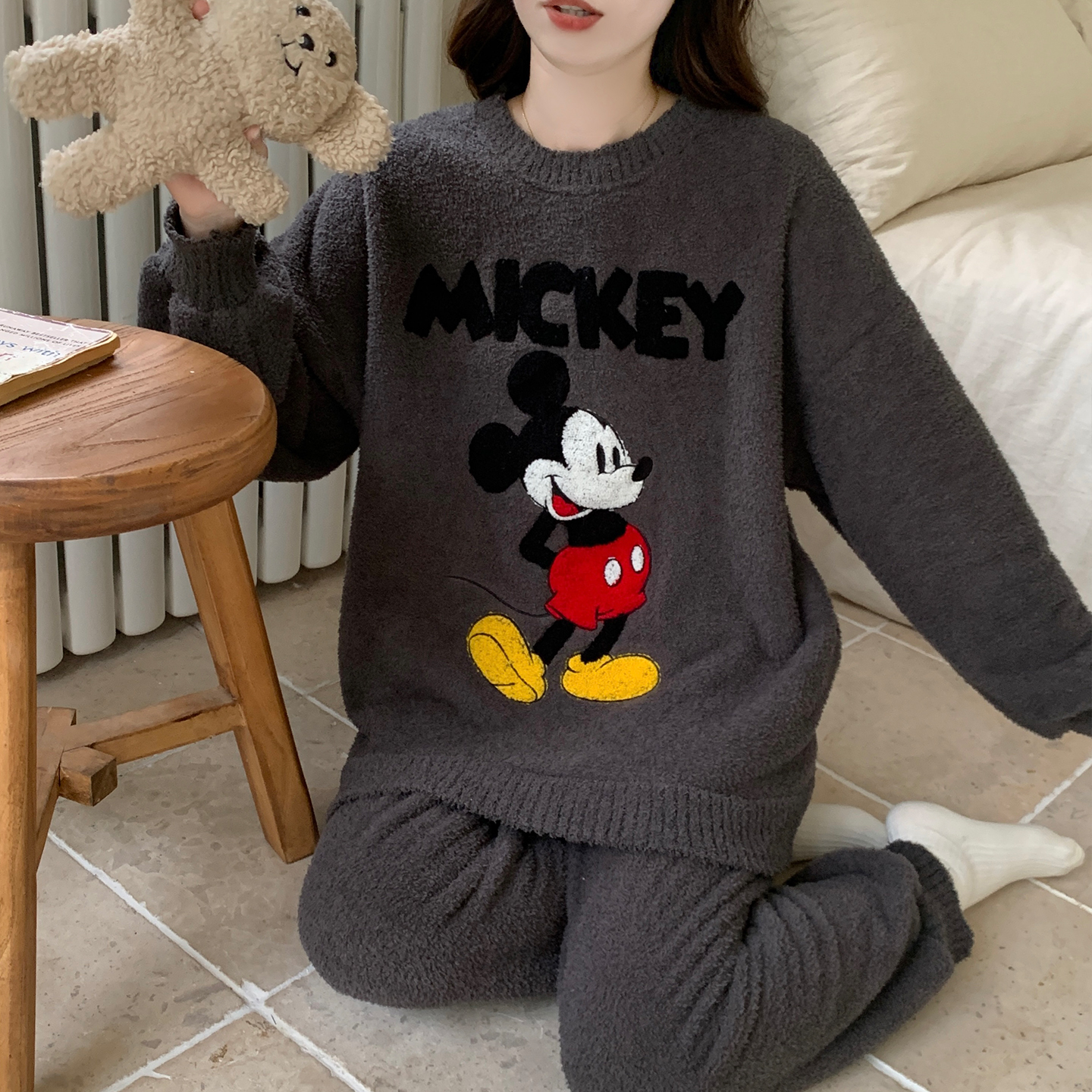 加绒加厚秋冬季睡衣女款爆款2025新款珊瑚绒半边绒保暖家居服套装