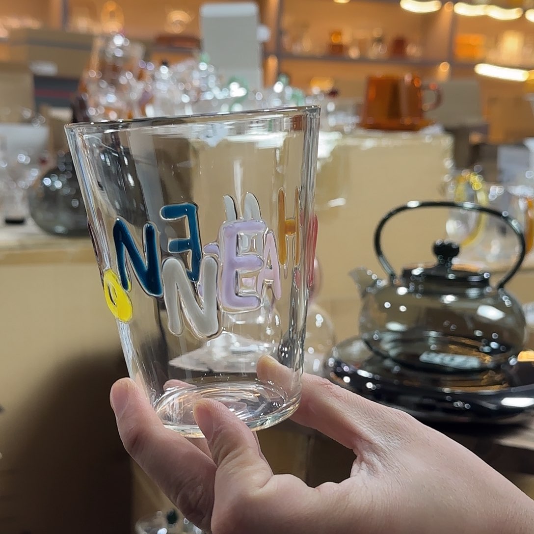 504高硼硅玻璃字母手绘杯孤品微瑕