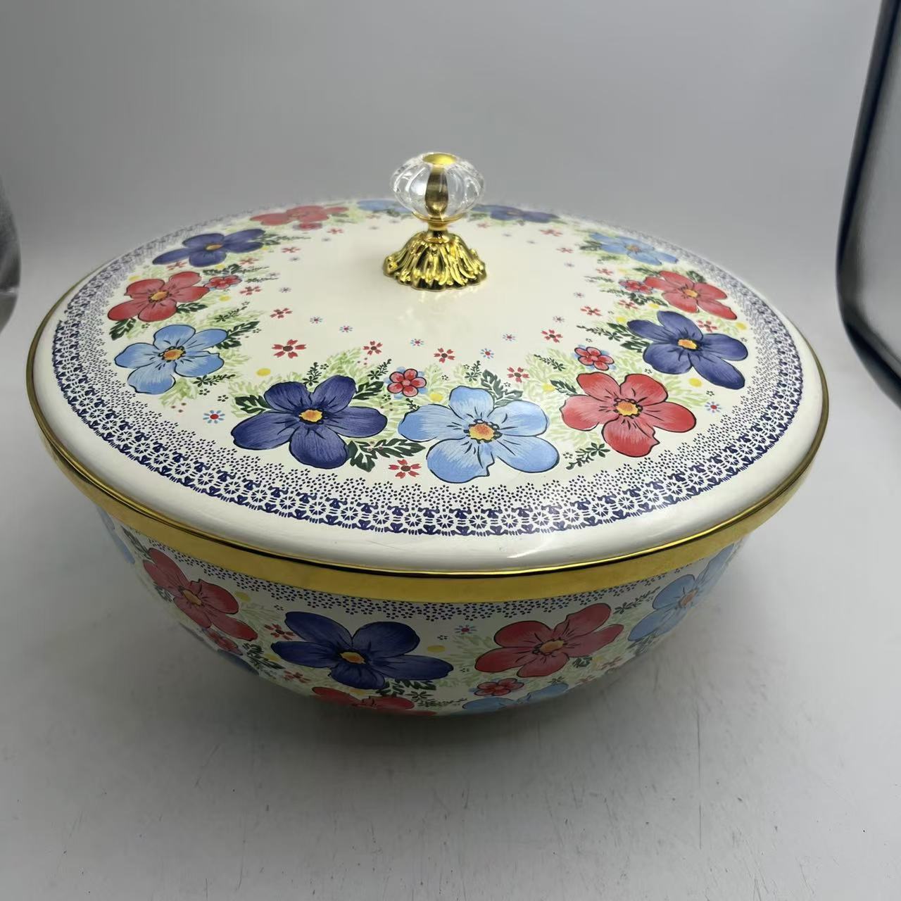 28.8cm【盛夏】搪瓷和面盆高定款搪瓷盖电磁炉明火通用