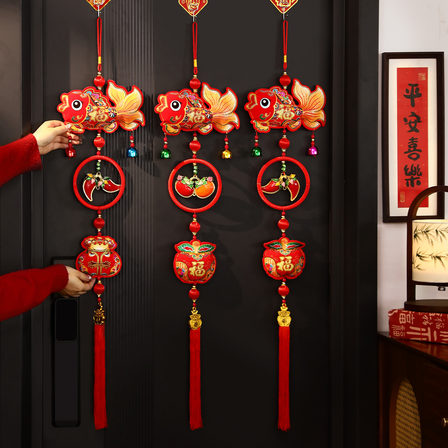 新年锦鲤鱼福字挂饰2026新款马年喜庆挂件春节过年客厅布置装饰品
