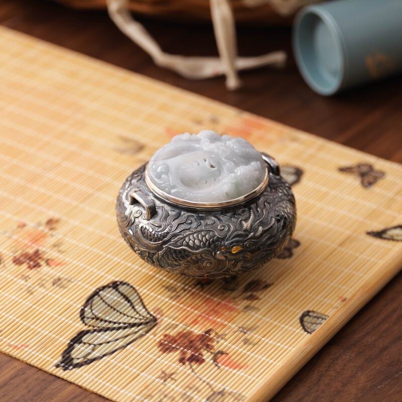 古悦悦翠系列 龙纹香炉纯手工艺品 中式古风家用小香炉茶道仿古壶