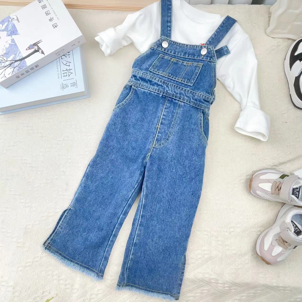 儿童秋季时尚休闲牛仔吊带裤  6831