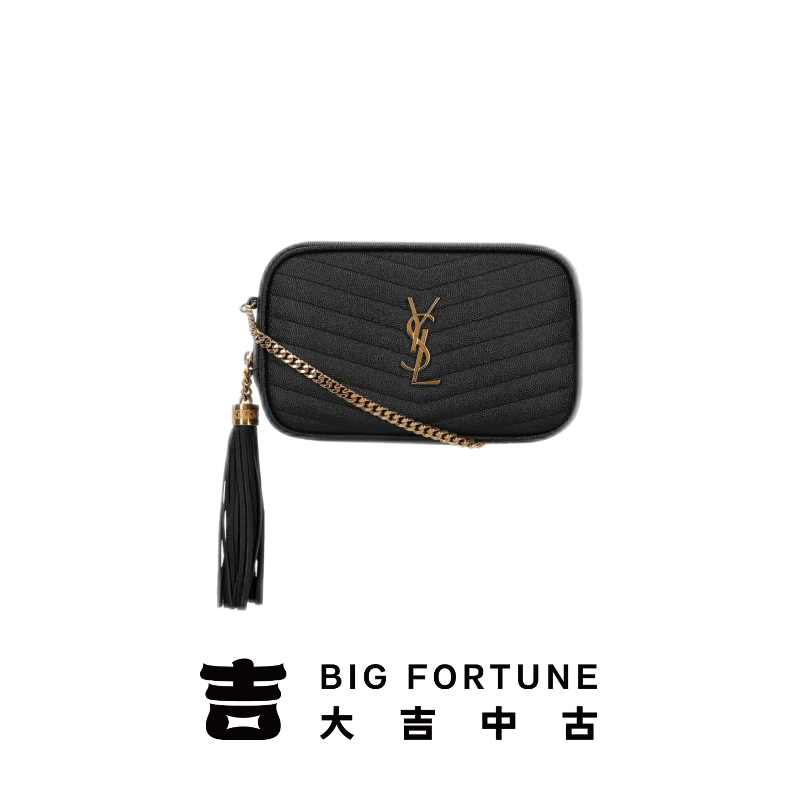 99新 YSL/圣罗兰 大吉中古/sz/YSL圣罗兰黑金流苏相机斜挎包
