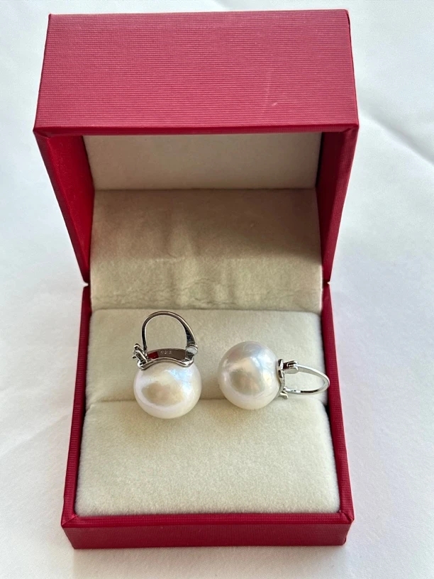 天然淡水珍珠12-13mm大点位无核极光经典气质百搭水桶耳扣R623