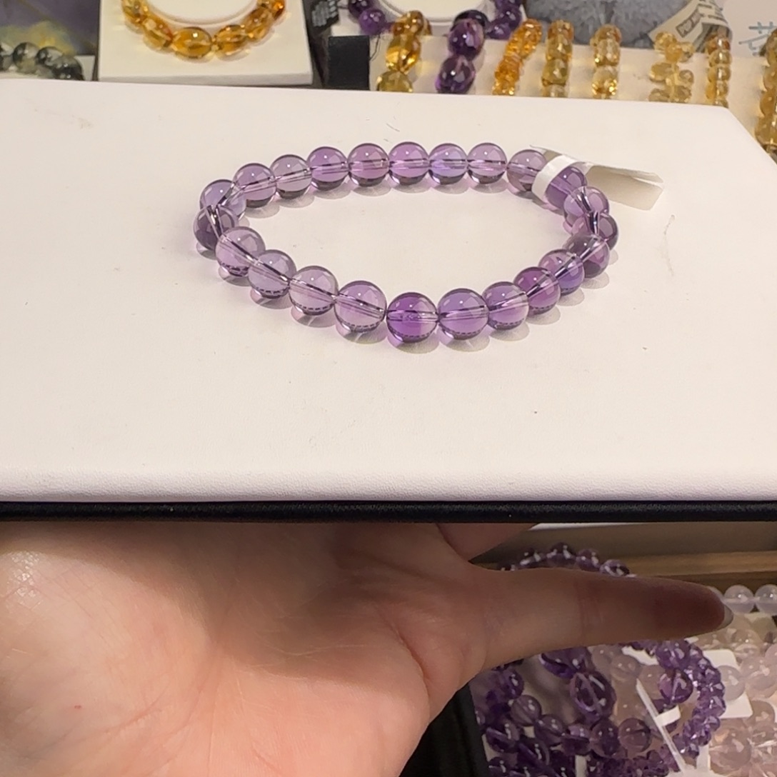 给***闹手链紫晶未镶嵌巴西紫水晶8m