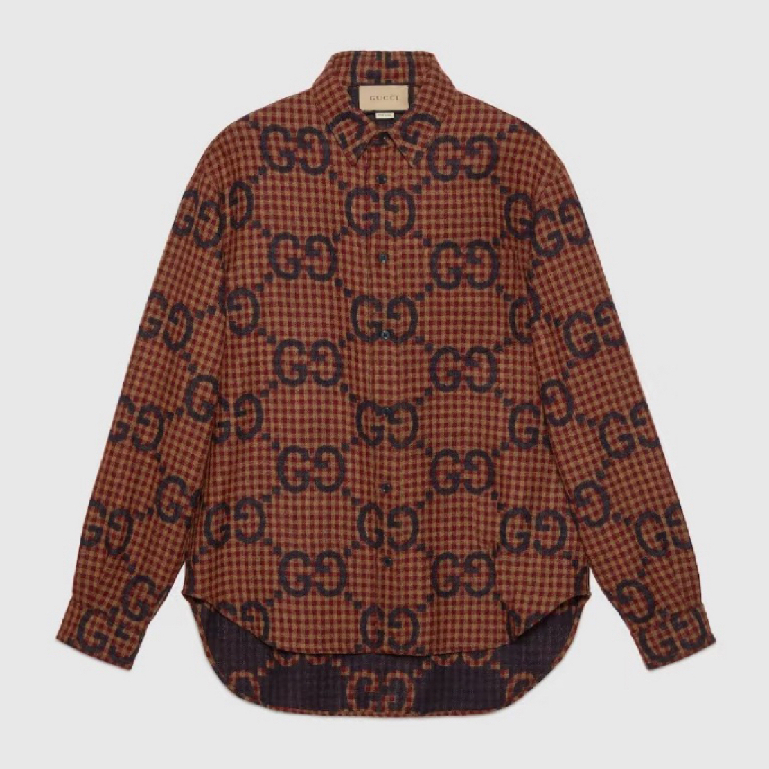 99新 GUCCI/古驰 Tsan0942/格子长袖衬衫/尺码52