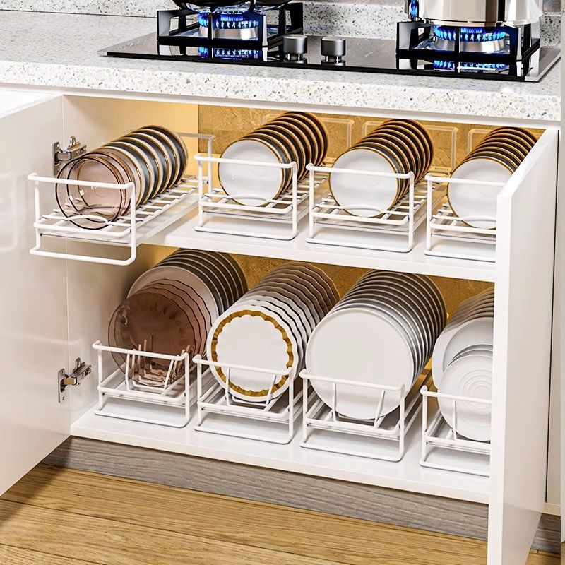 单层碗盘收纳放碗碟橱柜碗架小型柜内置物架厨房水槽架厨房沥水架