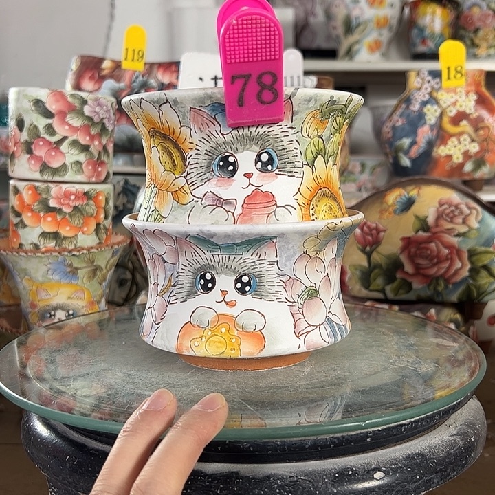 满38包邮 景德镇幸运花盆