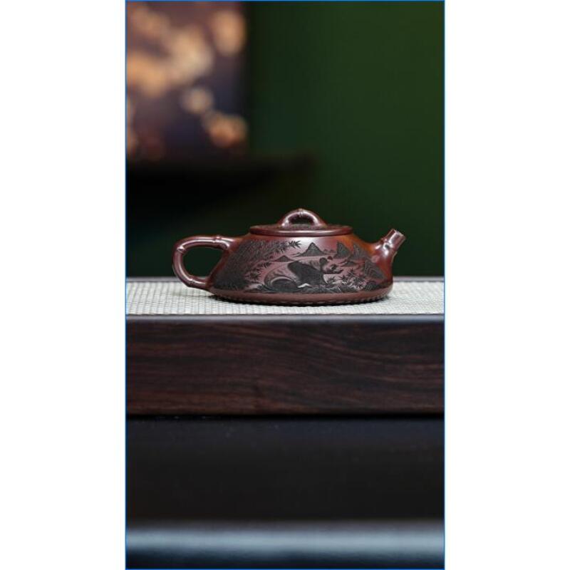 宜兴紫砂 竹段线瓢 石红 李恒阳h477