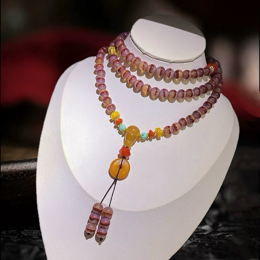 西藏蒙天珠九眼石页岩精品优质红砂一线天然老玛瑙天眼珠项链手链