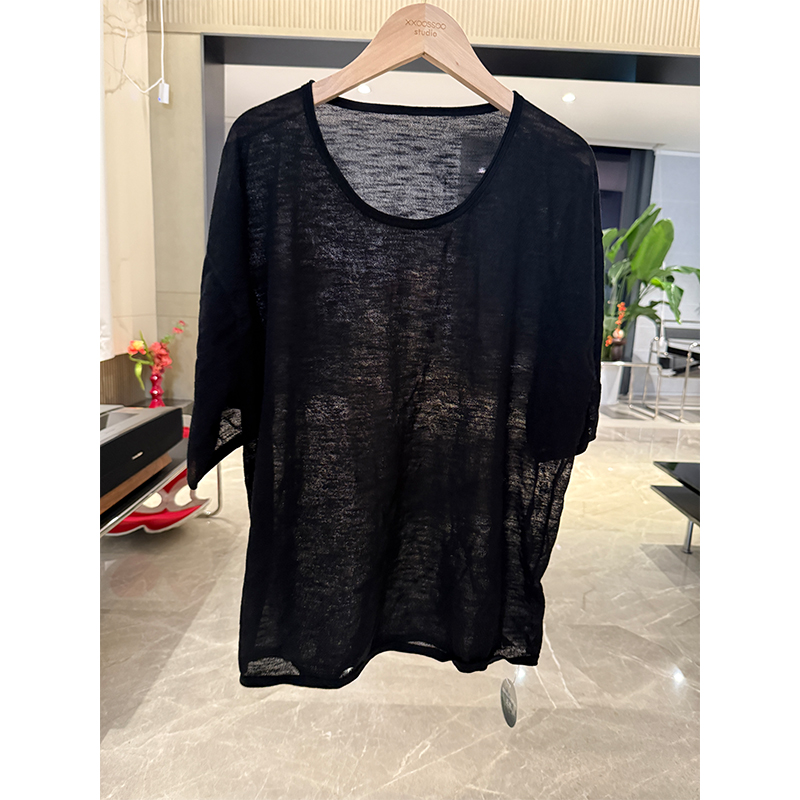 xxoossoo 莱赛尔+亚麻 舒适T恤极简风慵懒宽松纯色运动风防晒罩衫