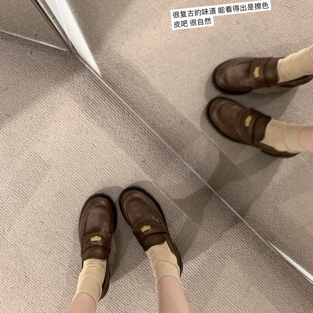 【张元ing同款】增高5CM~MIU系千金风穿搭精致贵气小皮鞋女乐福鞋