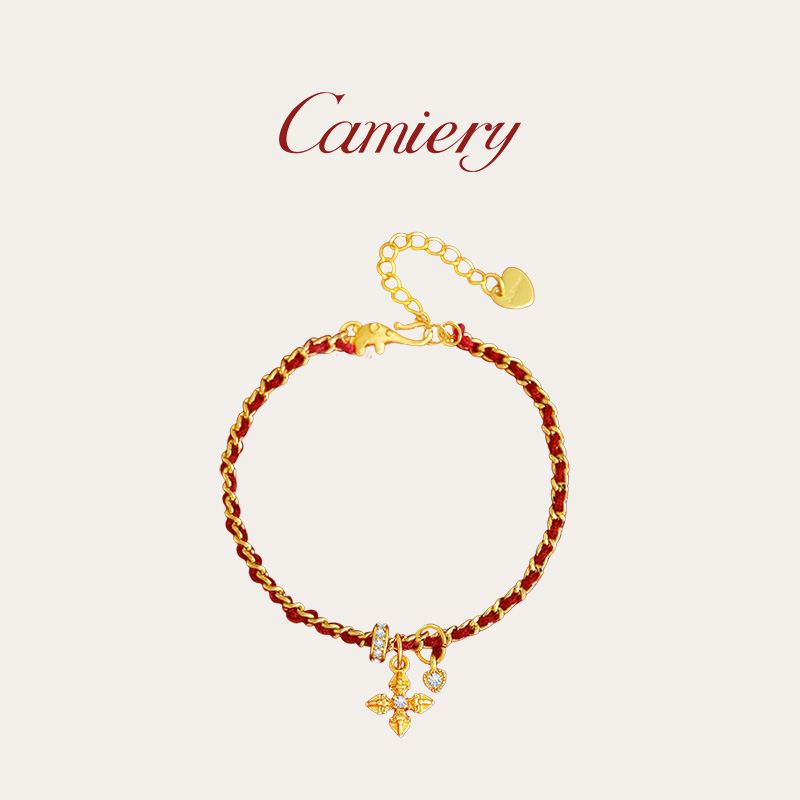 CAMIERY 时尚轻奢红绳十字杵手链气质百搭
