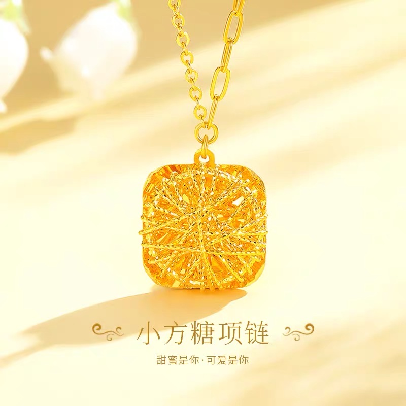 合金项链 女款小方糖项链金色精致饰品XL1319