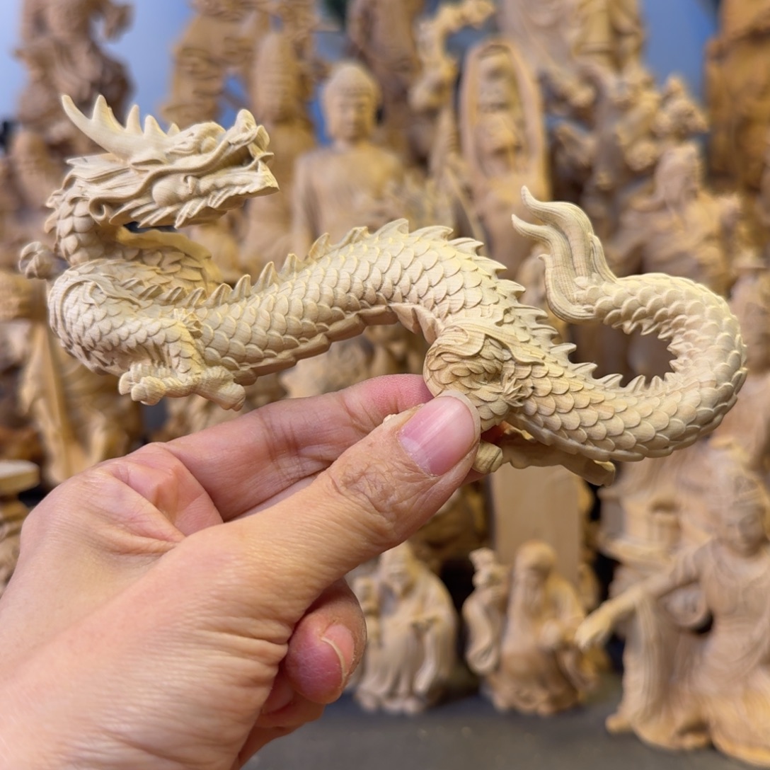 『***』黄杨木小叶黄杨木16长龙摆件有瑕