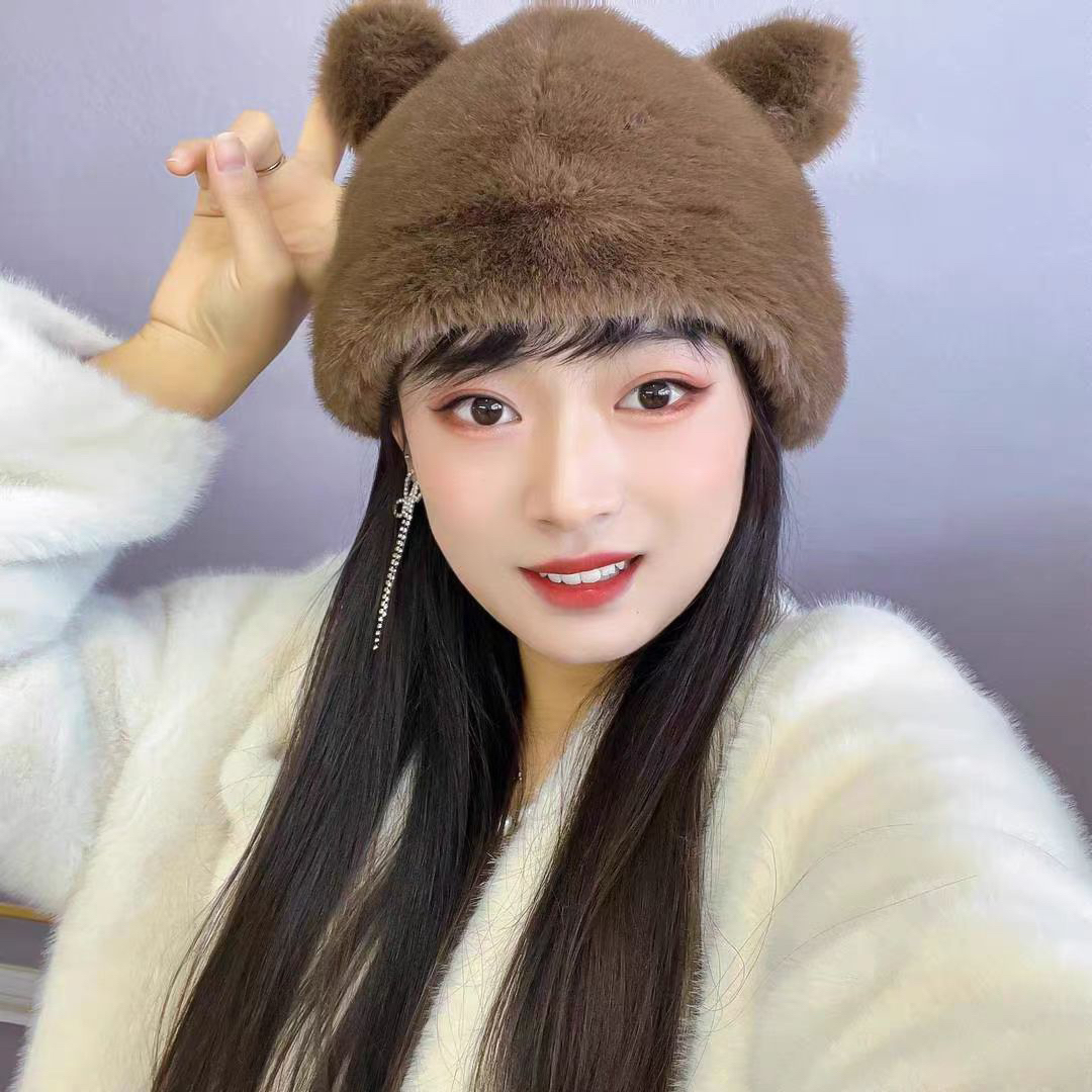 秋冬时尚百搭网红女士保暖韩版秋冬天防寒毛绒帽