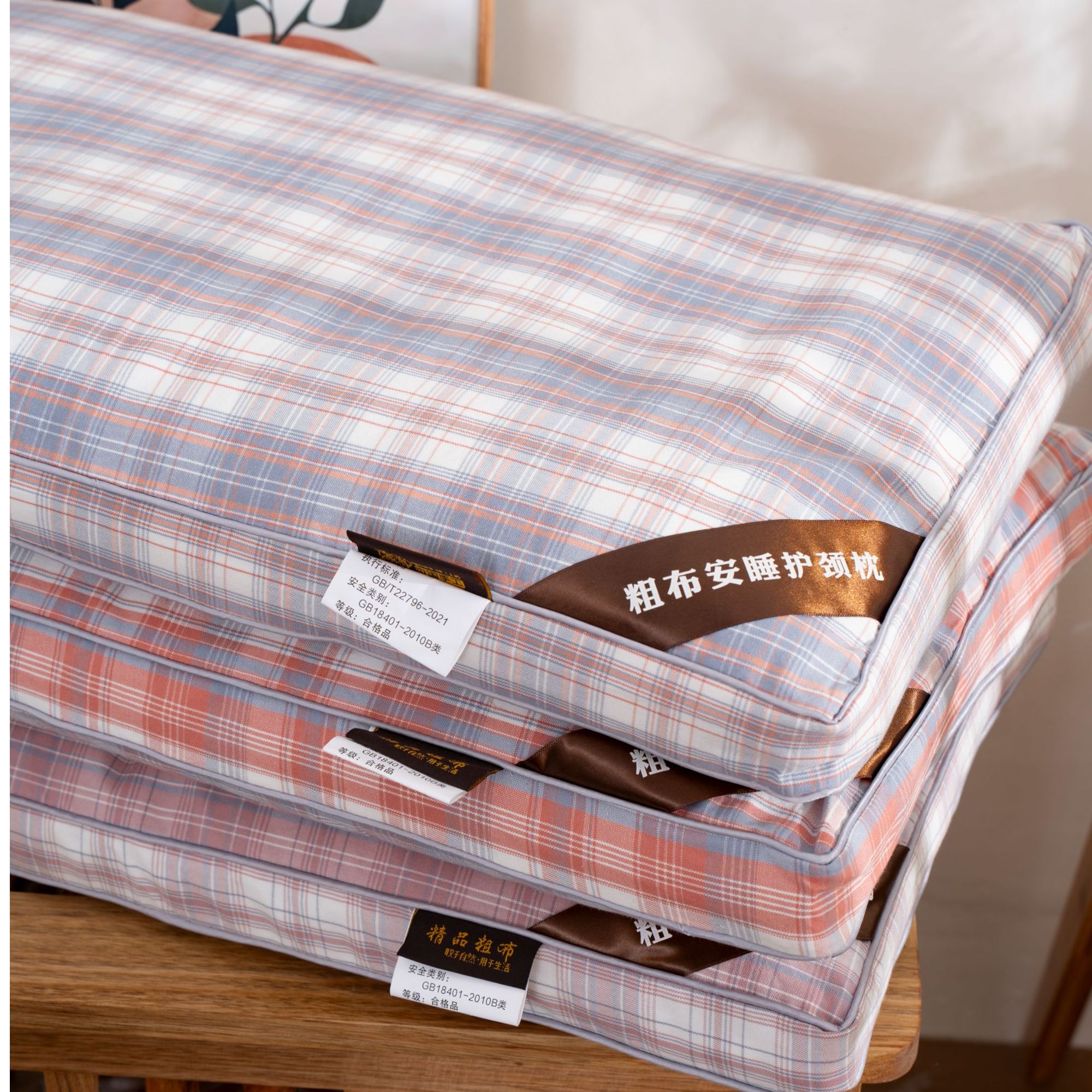 全荞麦壳填充老粗布立体荞麦皮枕头学生宿舍透气颈椎枕保健枕