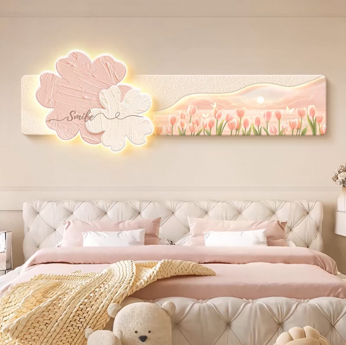 DE-019氛围灯光画奶油风床头画卧室挂画花海网红房间布置捡漏4