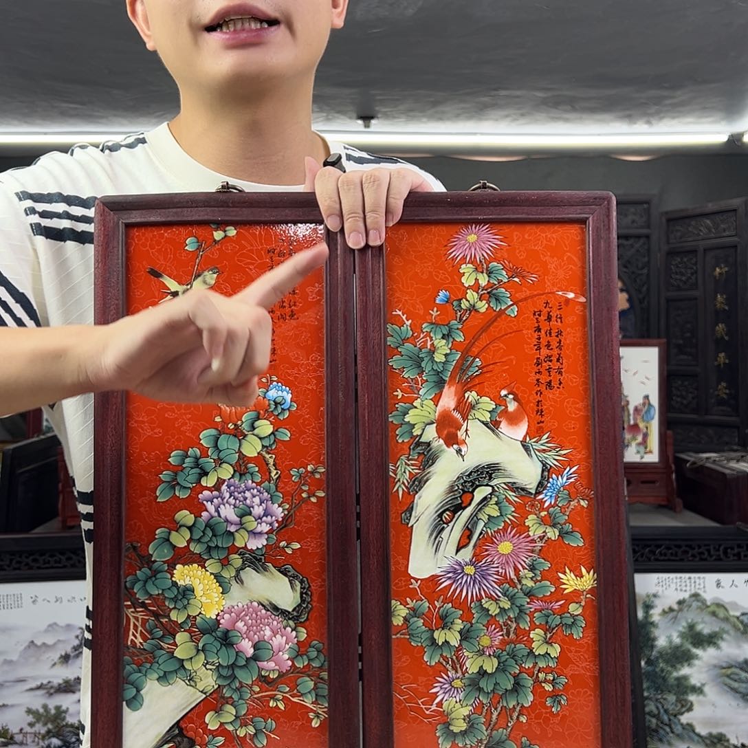 瓷片景德镇瓷板画花鸟