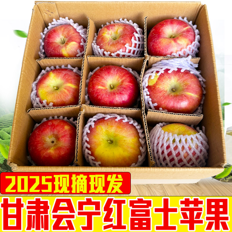 甘肃会宁早熟脆甜多汁红富士丑苹果新鲜现摘现发当季水果