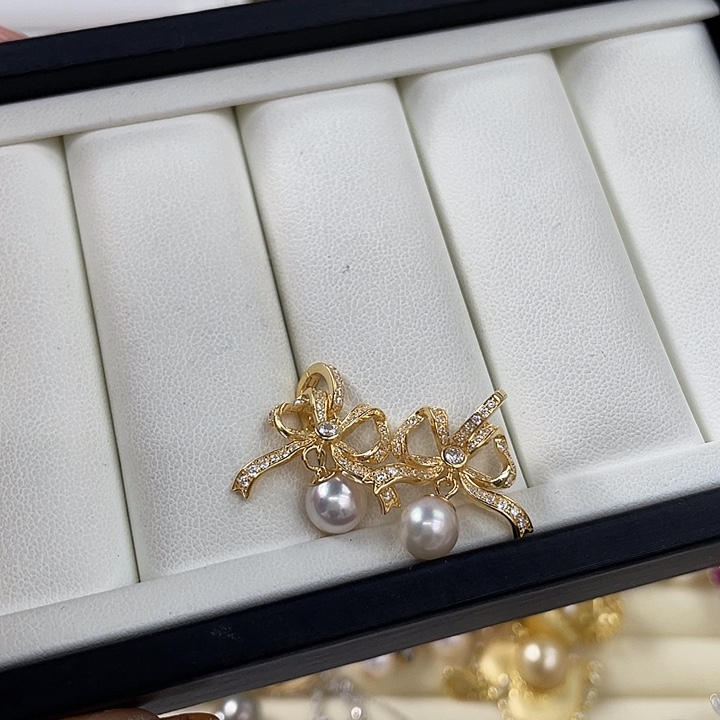 吊坠(不含链)银S925镶嵌海水珍珠随机发