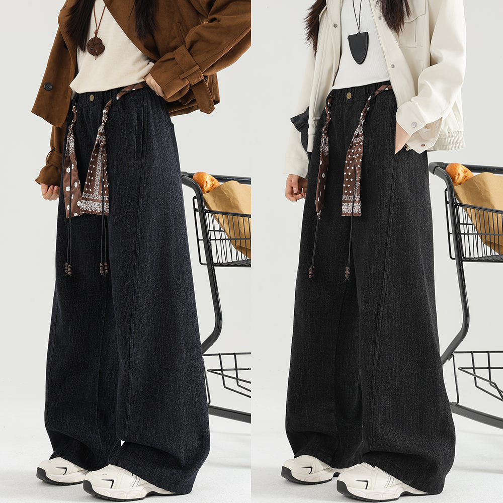 【奥利一体绒】雪尼尔女童加绒休闲裤卫裤2025新款大童冬装加厚长裤