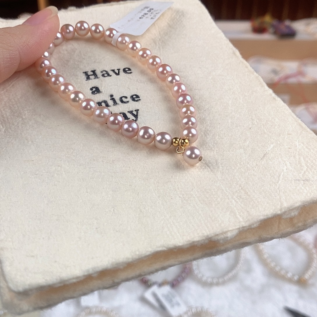 手绳银S925镶嵌淡水珍珠