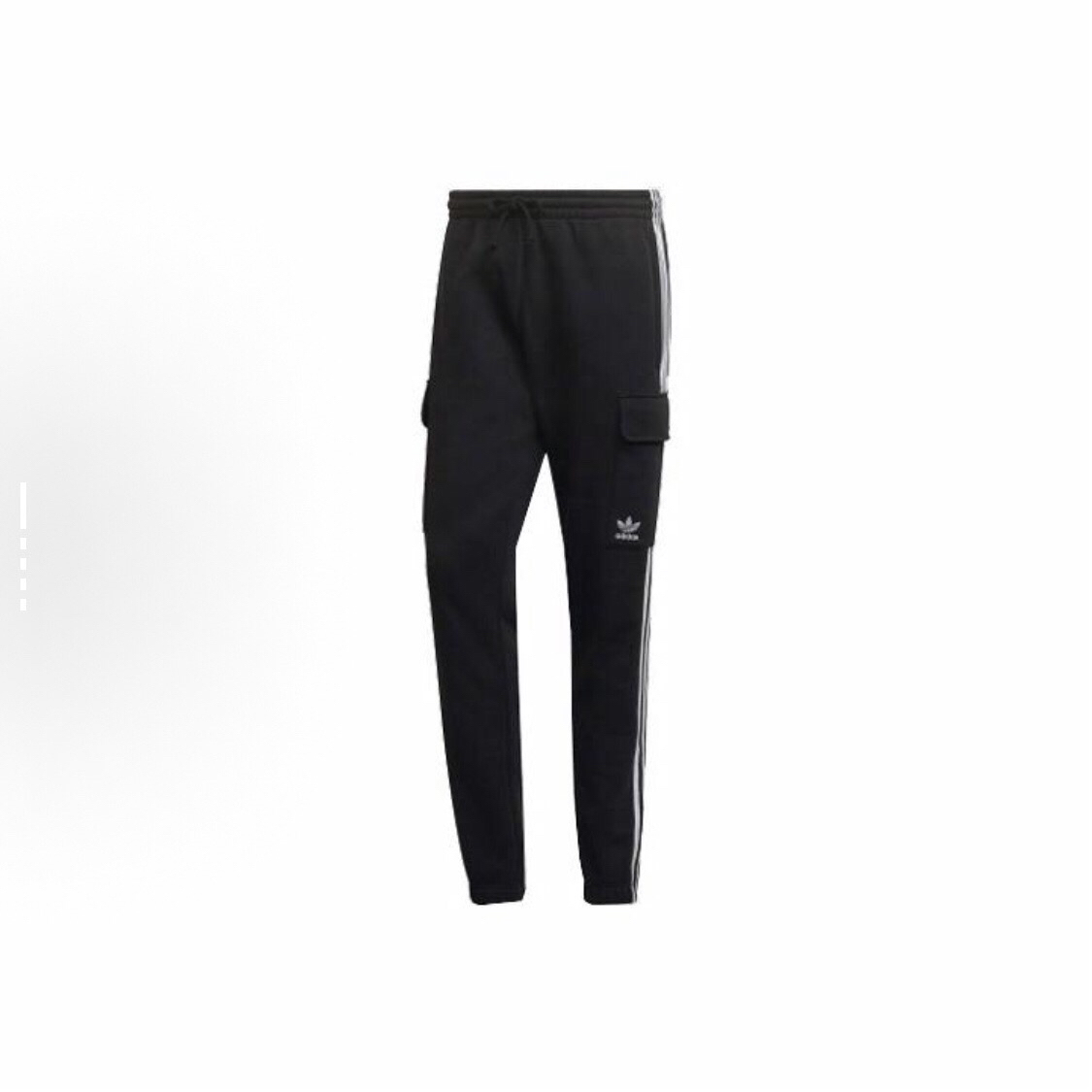 adidas 三叶草 加绒复古束脚运动针织运动裤 男款 黑色HG4829