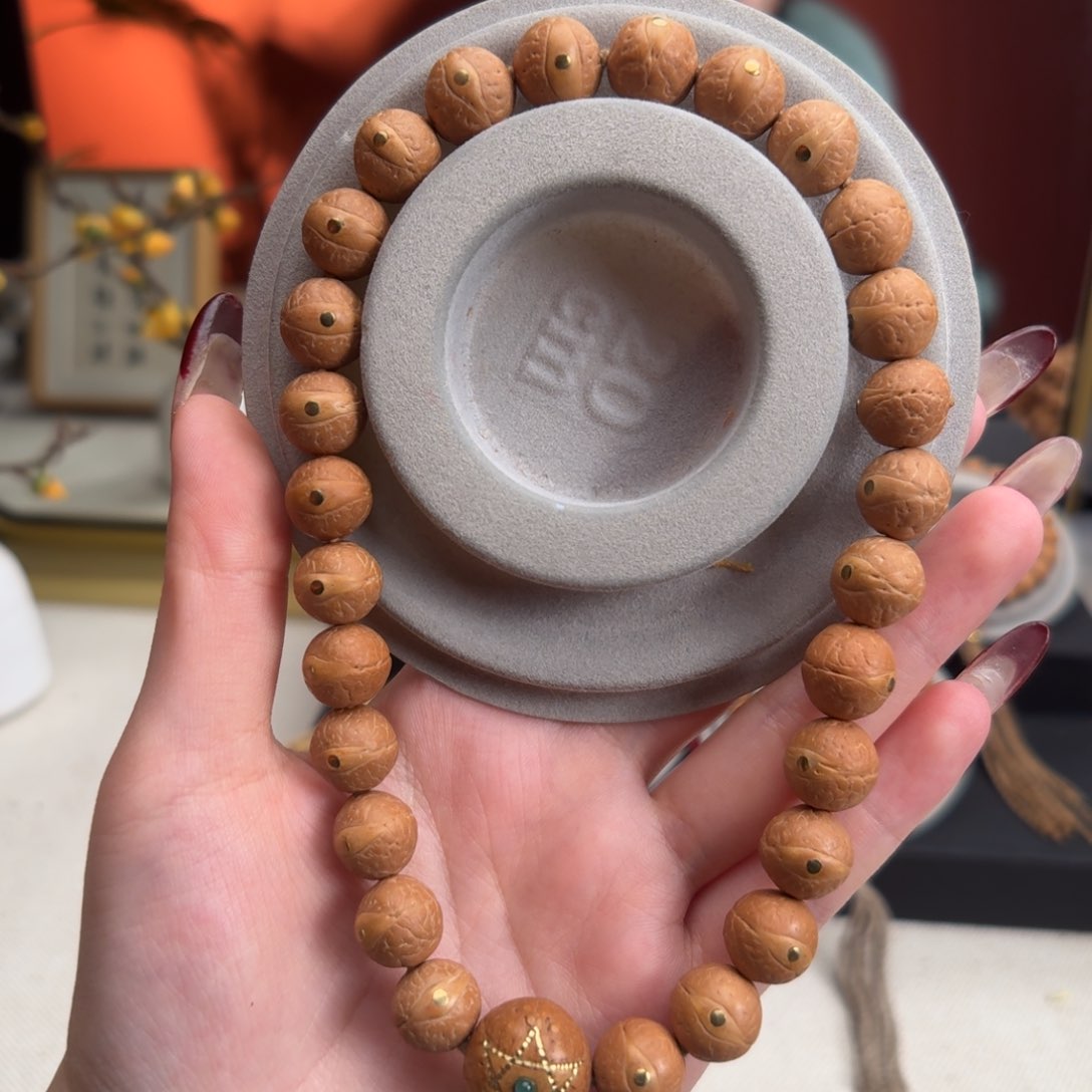 凤眼菩提手串12mm铁籽手持铜钉27颗新籽