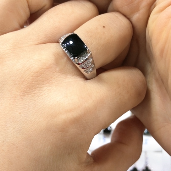 翡翠戒指银S925镶嵌缅甸天然A货翡翠