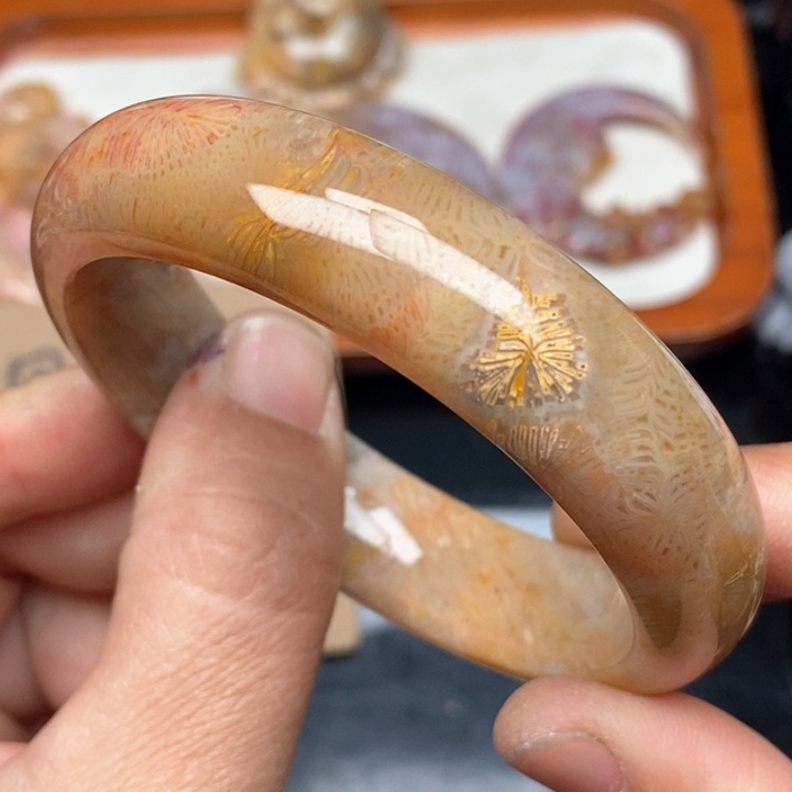 硅化珊瑚（珊瑚玉）手镯未镶嵌55.5