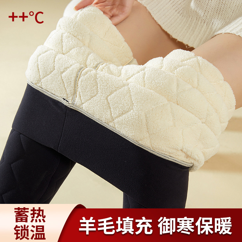 绵羊毛填充特厚棉裤女冬季加绒外穿打底裤子高腰超厚羊羔绒保暖裤