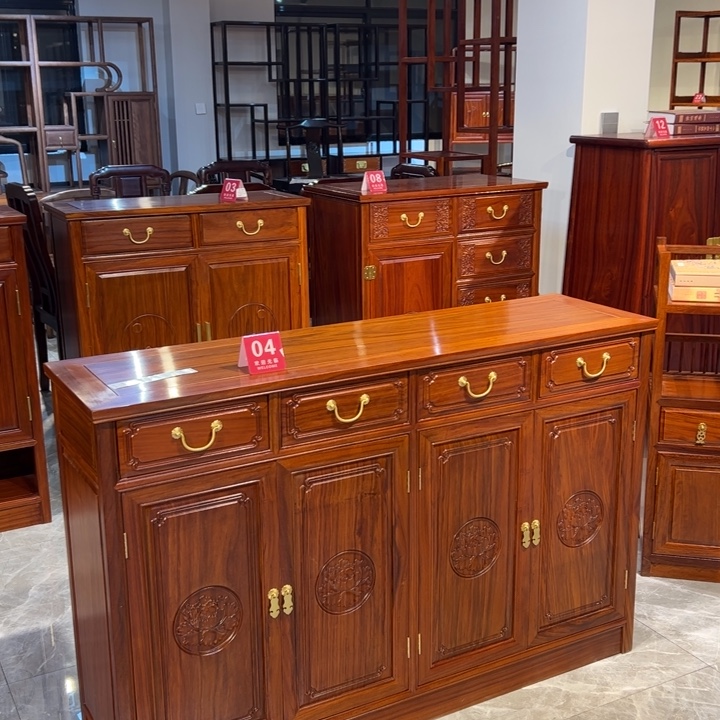 花梨木类储物柜138长88高雕花四门全独板储物柜