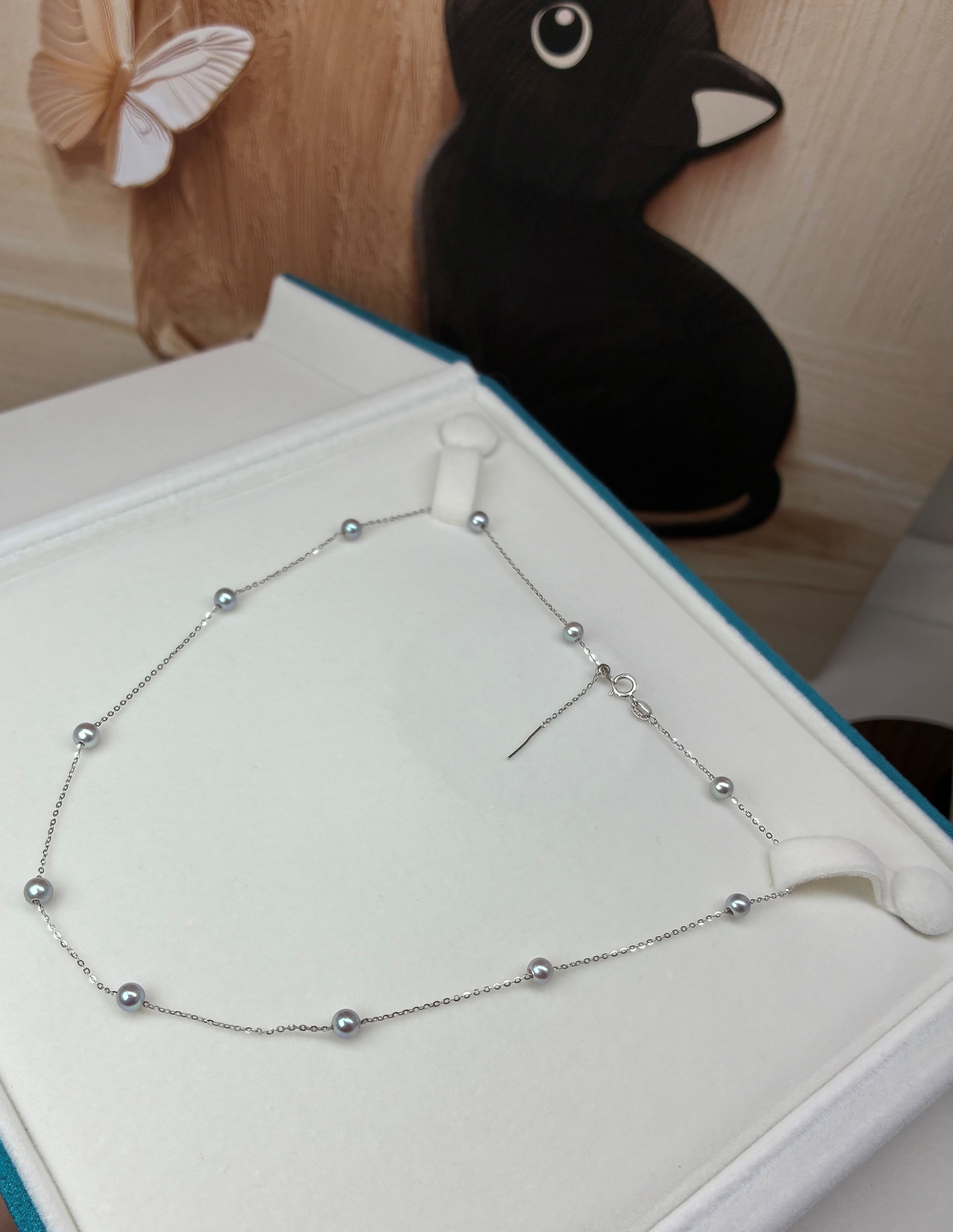 海水akoya珍珠s925满天星银锁骨链百搭女款真多麻多样性发其一