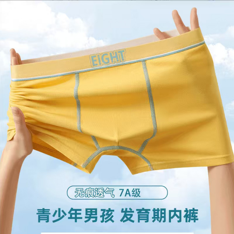 【抢！4条】男童发育期内裤青少年学生舒适速干透气棉四角裤头男袋装